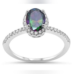 Sterling Silver Oval Cut Simulated Alexandrite Stone Size 7